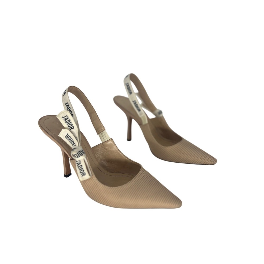 Christian Dior J'Adior Slingback Pump Nude Technical Fabric Size 40.5